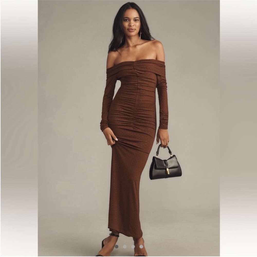 NWT Anthropologie Bardot Brown Long Sleeve Dress